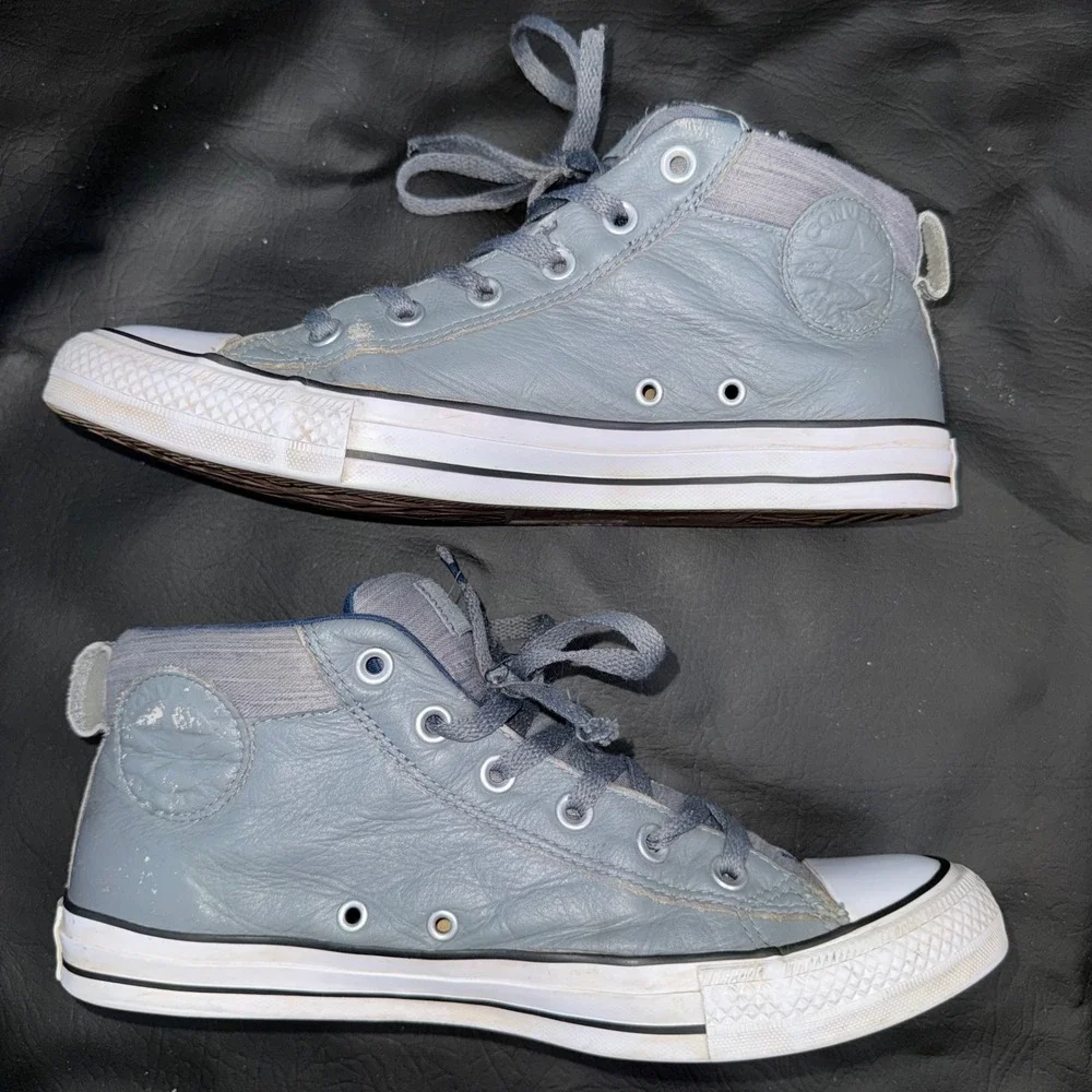 Converse Chuck Taylor All Star Street Mid Leather Blue Gray Mens 8.5 Womens 10.5
